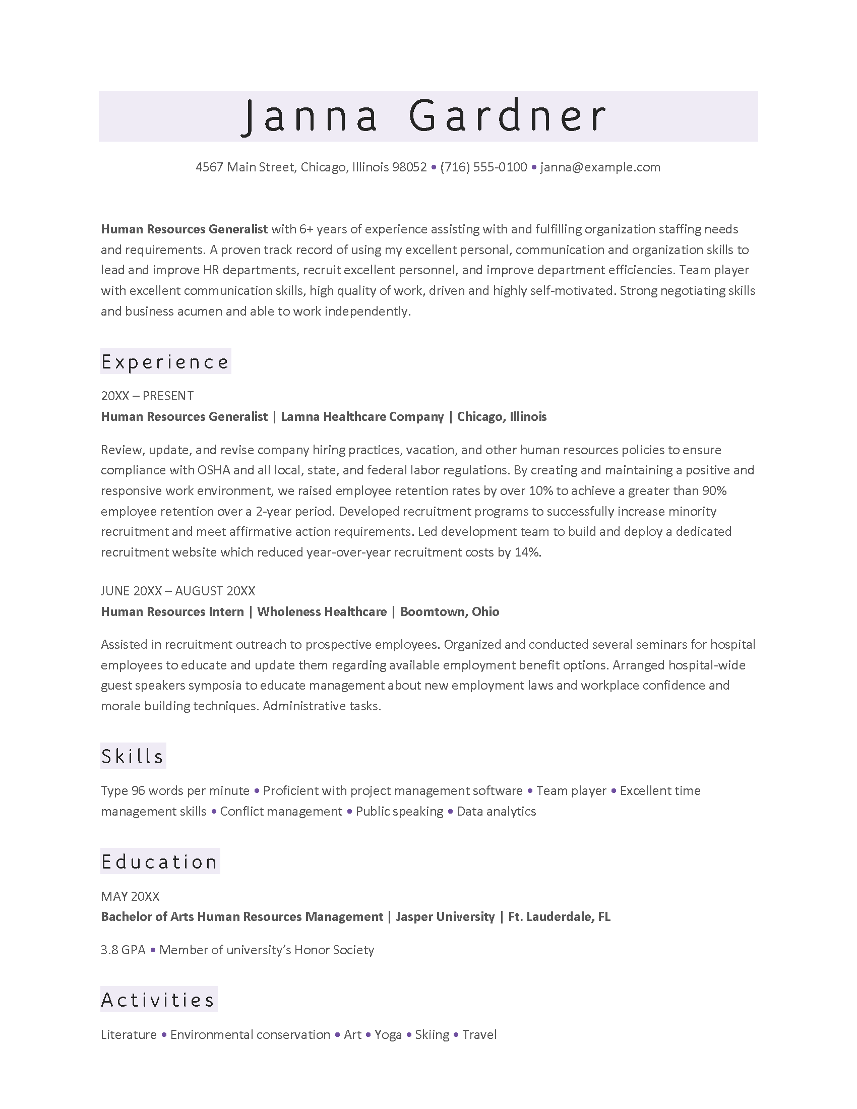 ATS Classic HR Resume