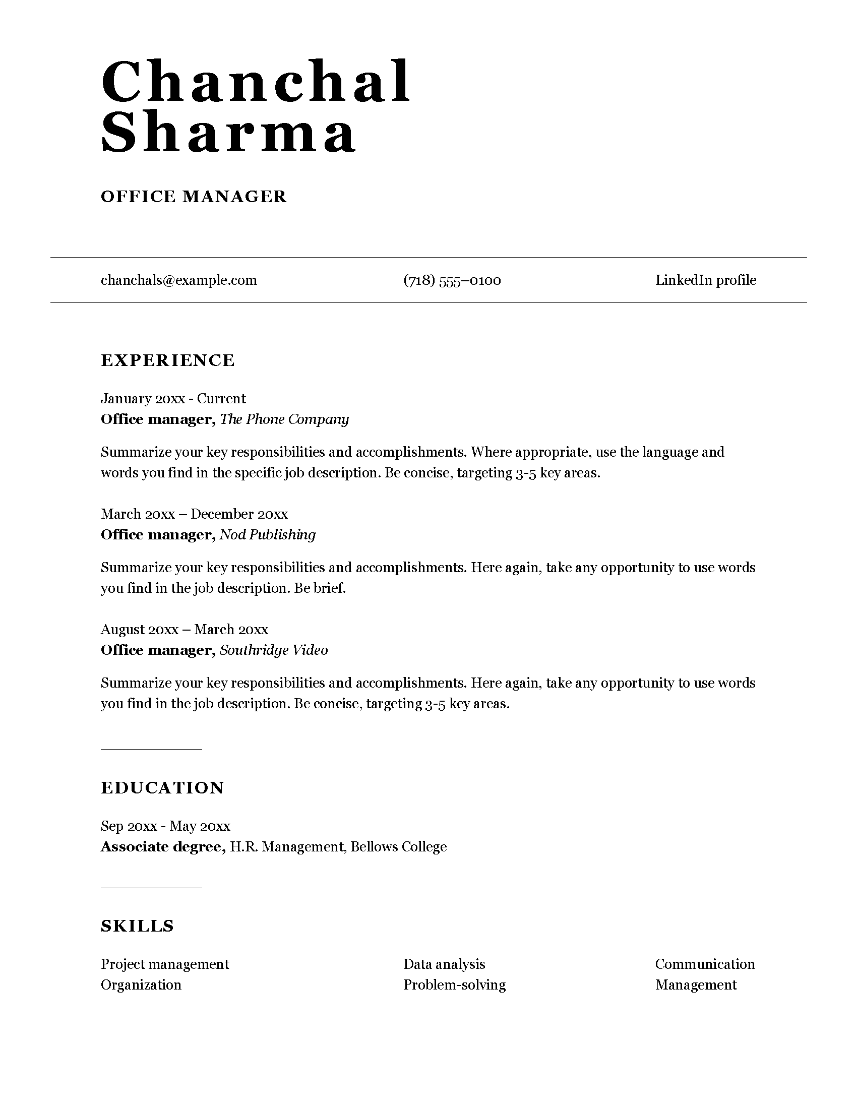 ATS Office Manager Resume
